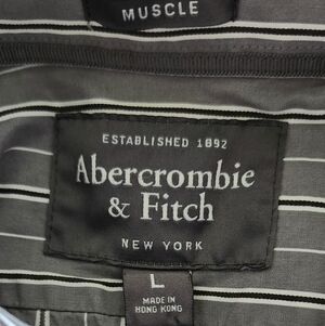 Abercrombie & Fitch Mens Charcoal Striped Cotton Shirt